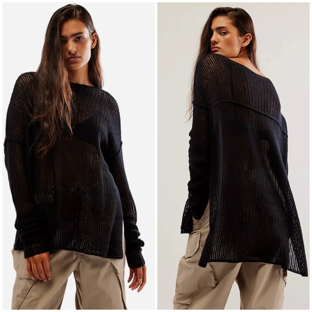 Free People Wednesday Cashmere Sweater in Black Size S - Picture 2 of 11